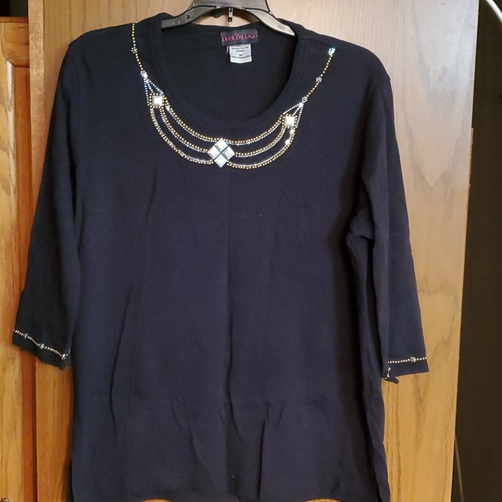 Diane Dallas Embellished 3/4 Sleeve top size M